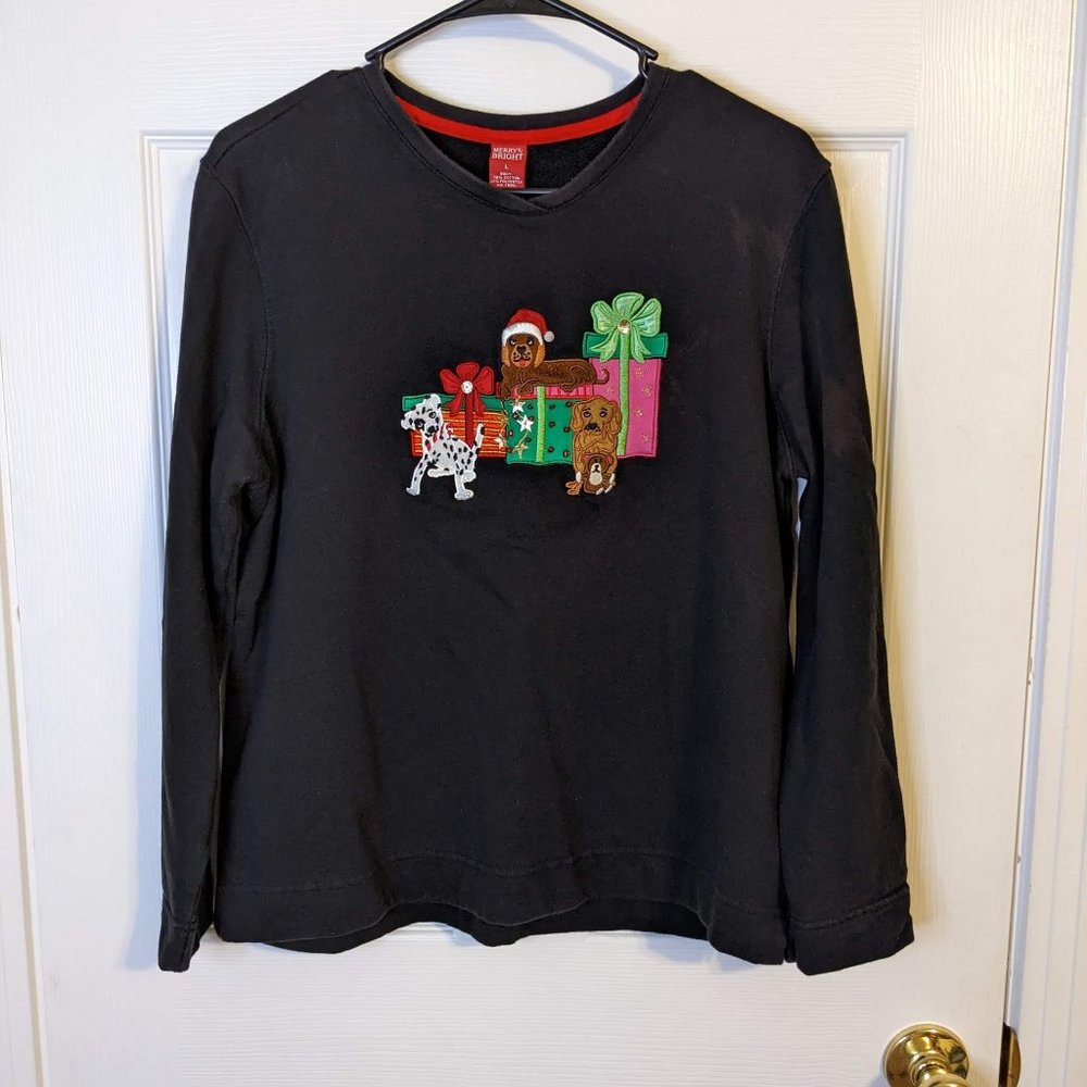 Merry & Bright Doggies Christmas Gifts Sweatshirt - size L*